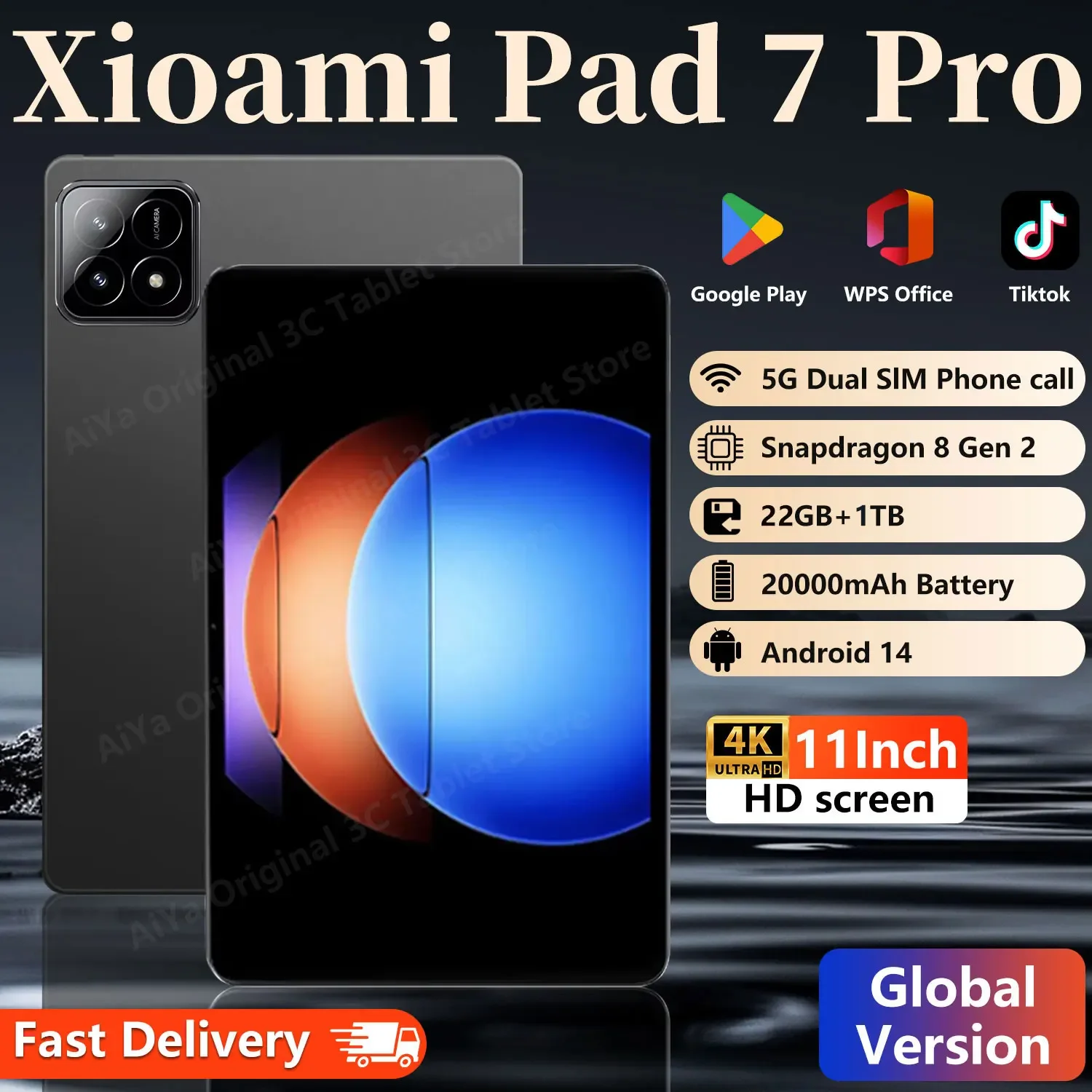 Android Tablet Tablet PC Global Version Original Xiao Pad 7 Pro Snapdragon 8 Gen 2 Android 14 22GB+1T 20000mAh 5G 11inch SIM Card Mi