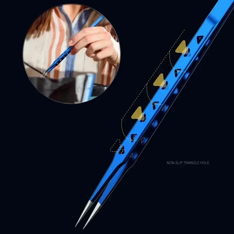 Precision Tweezers MECHANIC Aac-14 Non-magnetic High Hardness 8 Hollows Heat-dissipating Stainless Steel Phone PCB IC Chip Repair