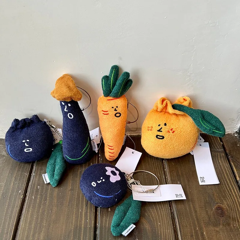 Key chain farm series green onion garlic Pleurotus eryngii plush doll bag pendant key chain 6-16cm