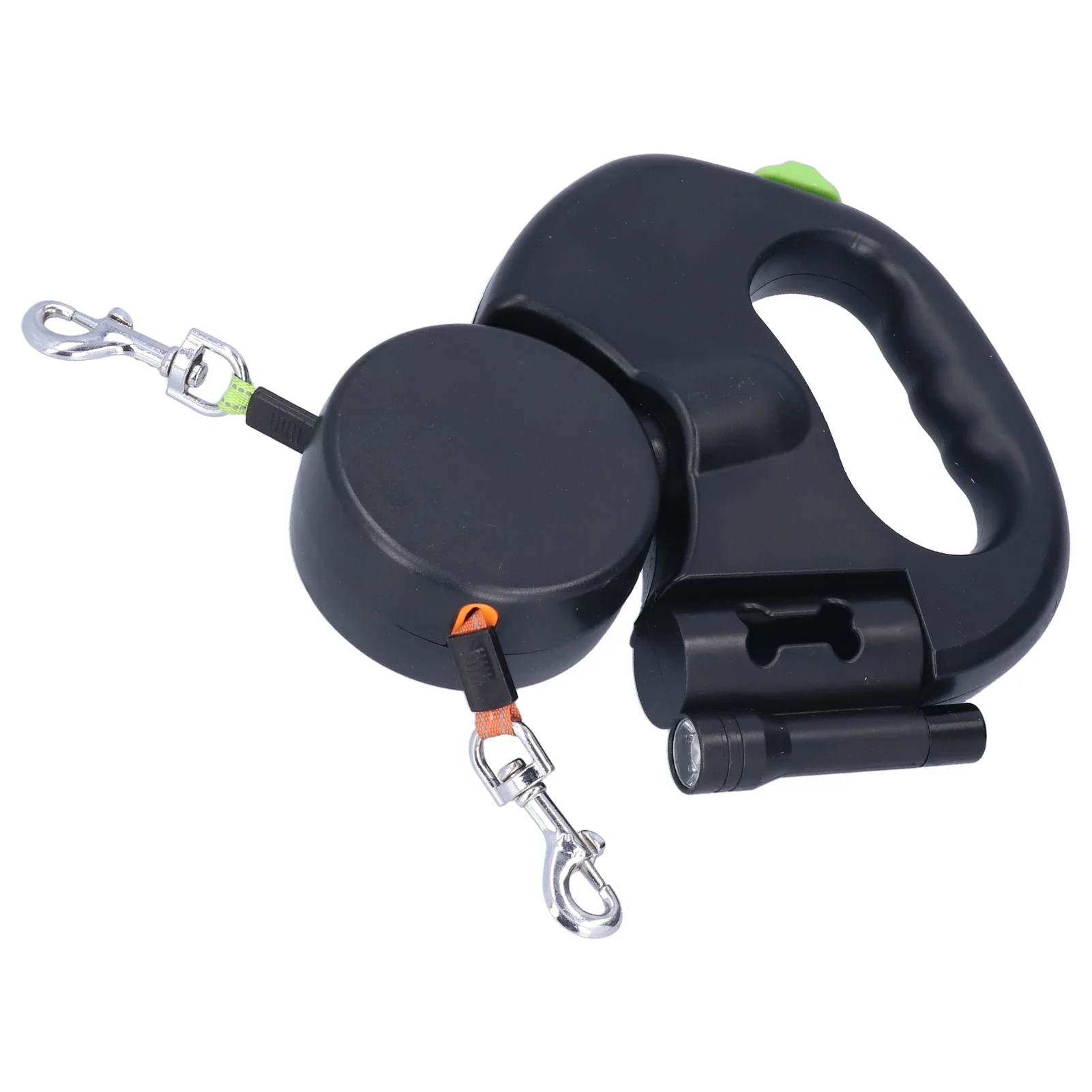 laisse rétractable pour chien 3m avec lampe et distributeur de sacs