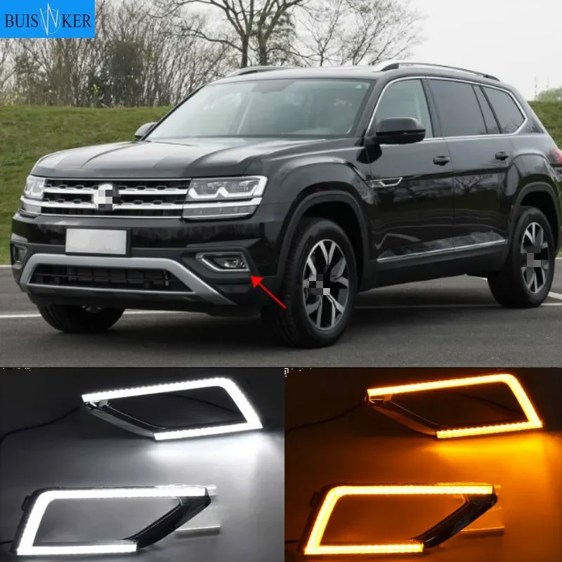

1 светодиодный одов для Volkswagen VW Teramont 2017 2018 DRL дневные ходовые огни дневсветильник s противотуманная фара с желтым указателем поворота