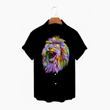 

Mr. Wonder The Lion King 3D Printing Men's Button Shirt Men's Casual Short-sleeved Men's Beach Hawaiian Shirt Street Wear Top