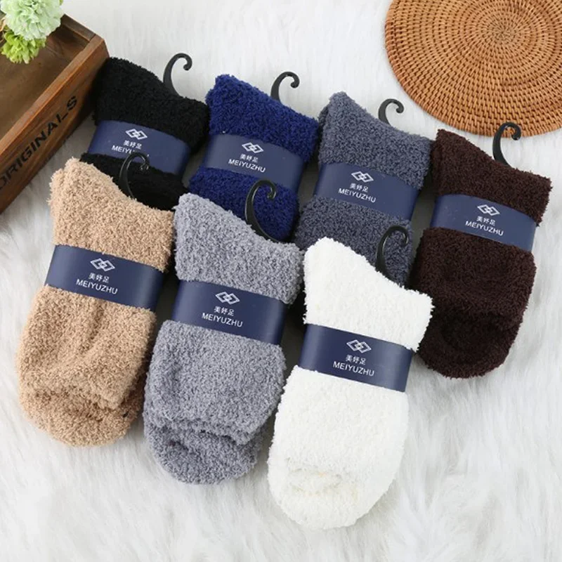 Winter Warm Fluffy Socks Men Soft Elastic Coral Velvet Unisex Thermal Cozy Floor Sleeping