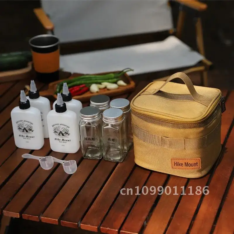 Outdoor Storage Bag Seasoning Jar Travel for Picnic Barbecue Oil Bag Storage Camping Seasoning Camping Bottle Supplies Hike Suit