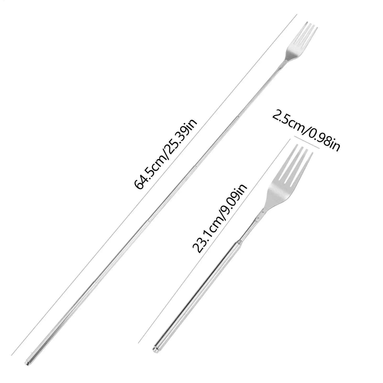 Telescoping Fork Stainless Steel Long Handle Extension Fork Camping Kitchen Supplies For Home Office School Dinner Lunch Fruit