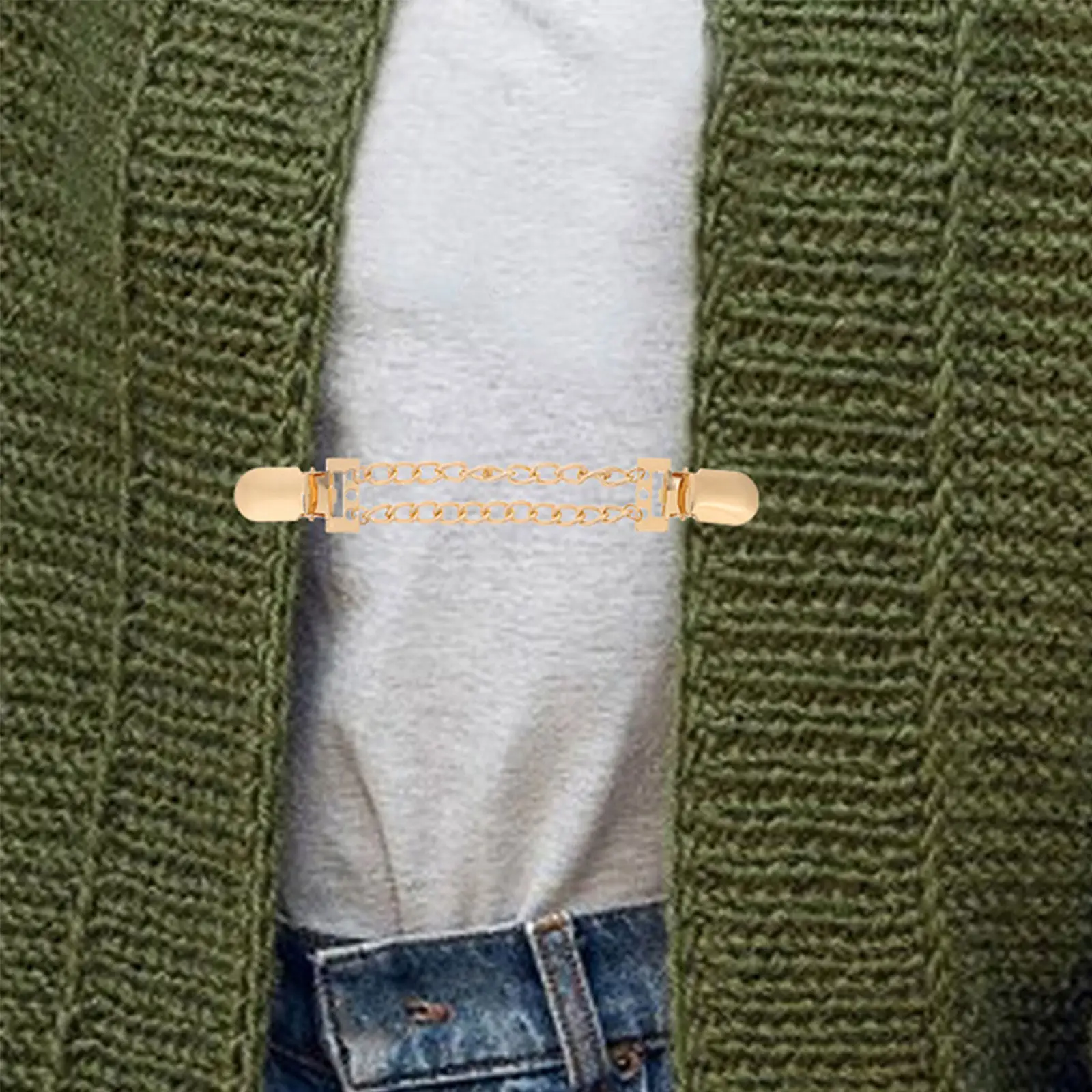 4개 금속 가디건 클립 스웨터 숄 체인 클래스프 여성용 드레스 허리 클립 빈티지 스웨터 클래스프 셔츠 칼라 브로치