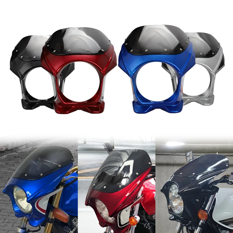 

Motorcycle Front Headlight Fairing Cover Windshield Headgear For Honda CB400 Cafe Racer Universal 7" Retro Headlamp Windscreen