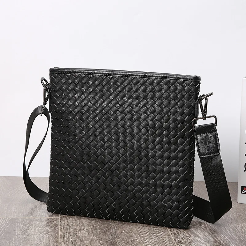 Black Woven Messenger Bag