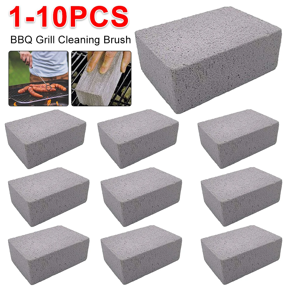 1-10PCS Outdoor Barbeque Grill Bricks Pumice Stone BBQ Grill Cleaning Brush Mesh BBQ Brush Cleaning Kitchen Tool