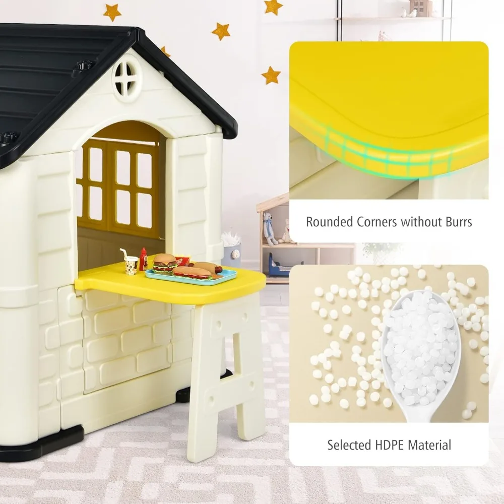 Outdoor Kids Playhouse with Picnic Table & Toy Set 5