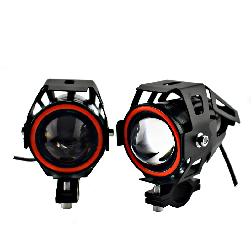 

motorcycle work head lights 12v125w 6000k colorful angel eyes lamp LED moto spot driving Fog lamp waterproof motorbike headlamp