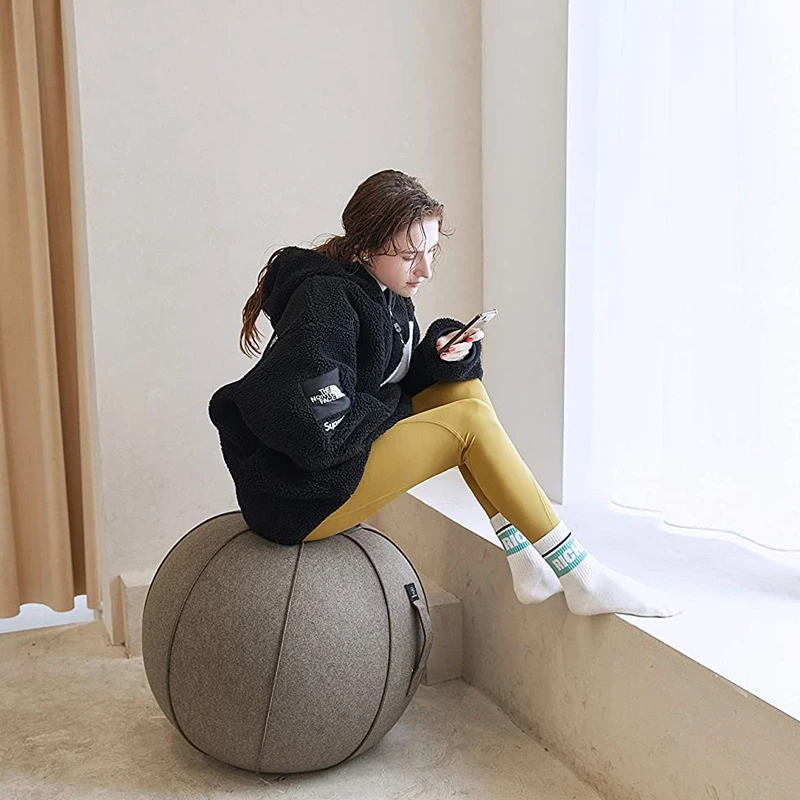 

65cm Linen exercise Ball Cover Balance Ball Protector + 65cm Yoga Ball with Pump for Home Gym Yoga Pilates Fitness Body Building