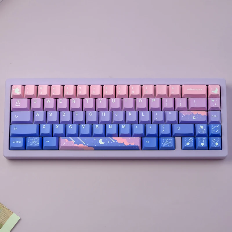 Star Moon Gradient Keycaps Perfil Cereja Pbt Sublimação Dye Teclado Mecânico Interruptor mx Gk61 Gk61 Gk61 Gk61 Gk75 136 Chaves