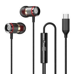 9D HIFI Heavy Bass Wired In - Ear Stereo Headphones with Mic (Type - C Black)