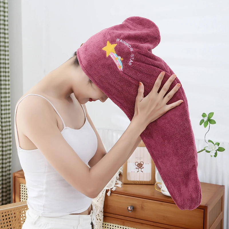 Description Picture 5 of itemWomen Soft Microfiber Towels Shower Cap Towel Bath Hats For Women Dry Hair Cap Quick Drying For Lady Turban Head Girl Towel