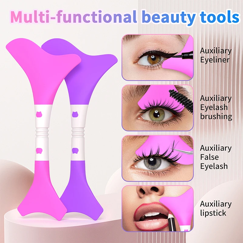 

Multi-functional Eyeliner Stencil Wing Tips Silicone Eyeliner Aid Drawing Lipstick Wearing Aid Reusable Makeup Tools