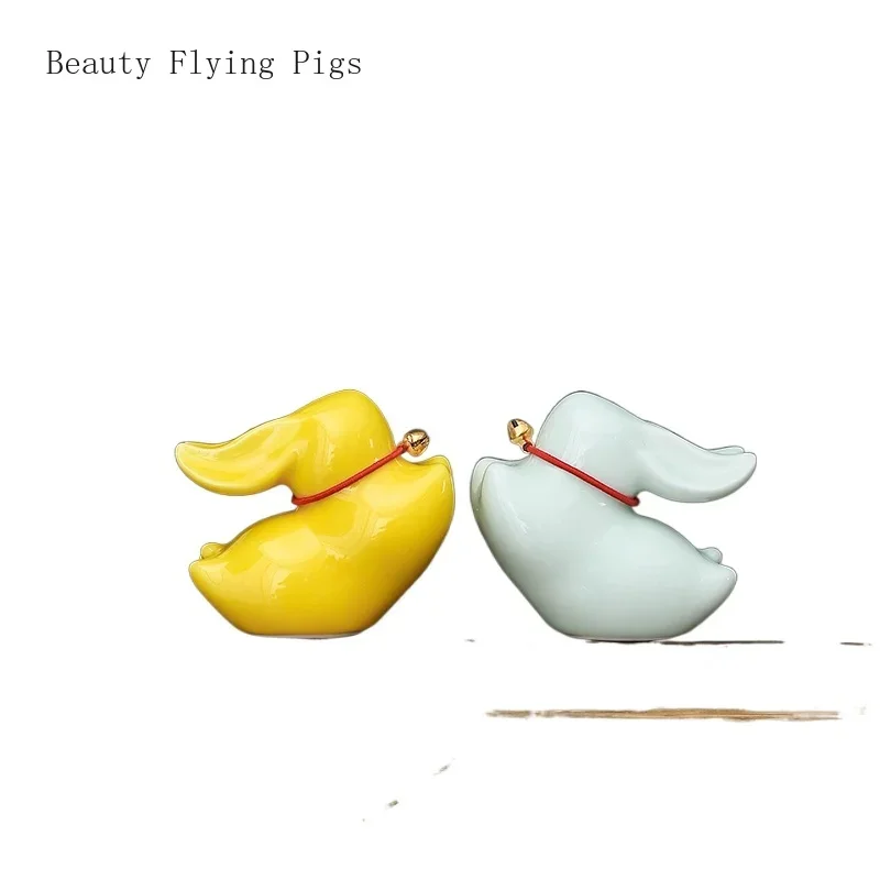 5.7x2.9x5.1cm Premium Ceramic Moon Rabbit Cute Little Rabbit TeaPet Decoration Play Tea Art Tea Insect Decoration