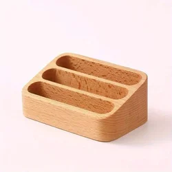 Elegant Wooden Business Card Holder and Memo Organizer (Yellow)