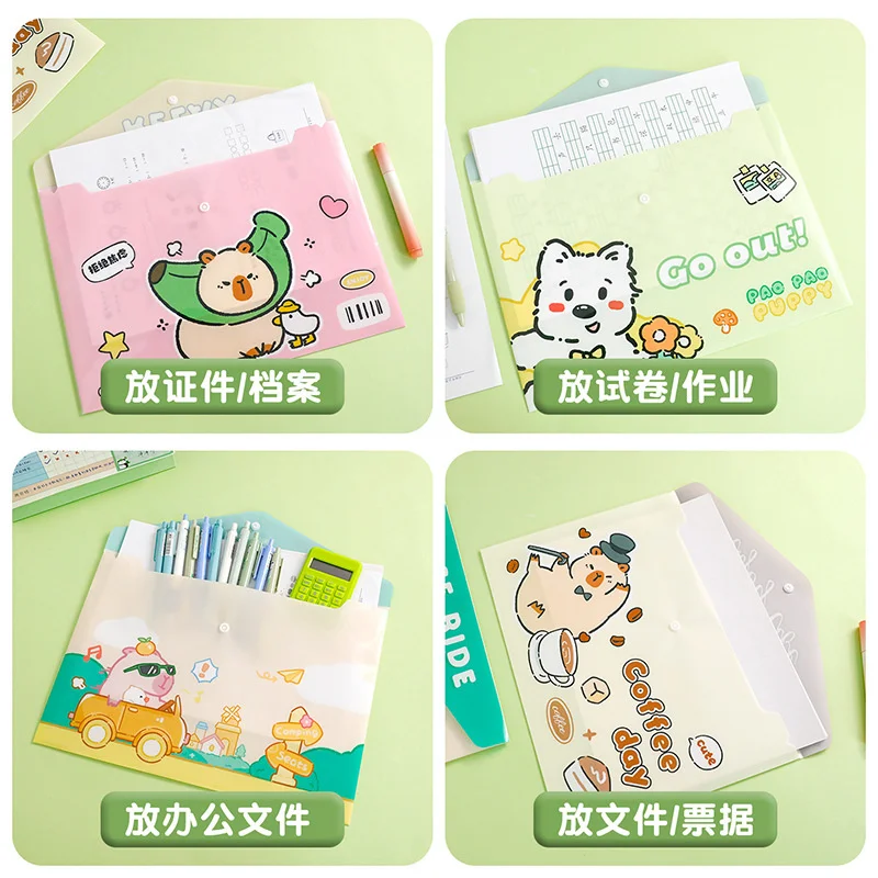 크리에이티브 카피바라 동물 A4 파일 거치대, 귀여운 프레스 문서 가방, 필통, 문구 선물, 사무실 학용품, 20 개/로트