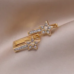 Elegant Two - Tone Zircon Ball Earrings - Chic Korean Fashion Jewelry (Blue white zinc plated)
