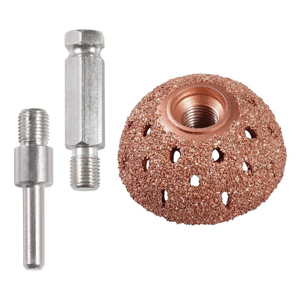 42mm Tire Buffer Wheel Bowl Type Grinding Head Tungsten Steel Tire Repair Tool with 2 Pcs Linking Rod Adapter