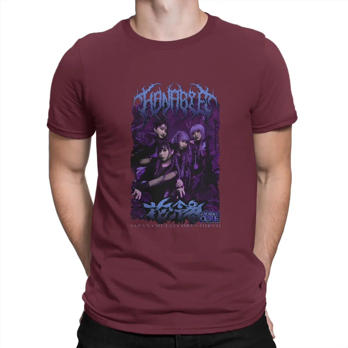 thumbnail image 1 of Camiseta con estampado de banda para hombre, estilo Hanabie, de algodón, novedosa, de manga corta y cuello redondo, de verano, 1 of 7