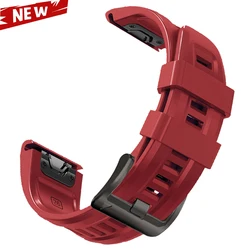 Enhanced Silicone QuickFit Strap - 26mm & 22mm Soft Watchband Bracelet - QuickFit 26mm (Red)
