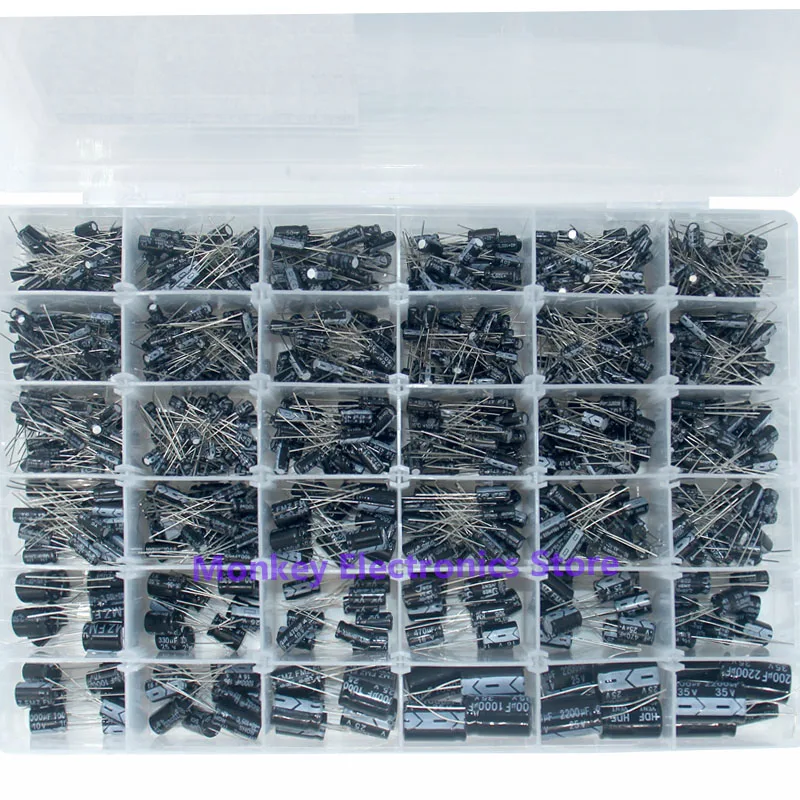 Aluminum Electrolytic Capacitor Set Box DIP 25V/35V 0.1uf-2200uf 36Value 960pcs