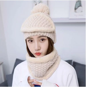 white camo bomber hat Hat Winter Women's Mask Balaclava Hat for Girls Scarf Thick Warm Fleece Inside Knitted Hat Scarf Set 3pcs Winter Hats white camo bomber hat