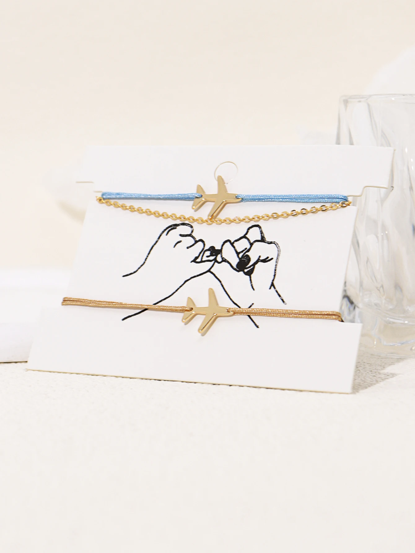 3PCS Handmade Weaving Airplane Decoration Couple Bracelet Set
