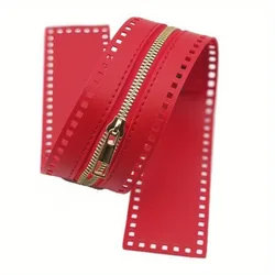 Handcrafted 55cm PU Leather Zipper for DIY Sewing and Bag Projects (Red)