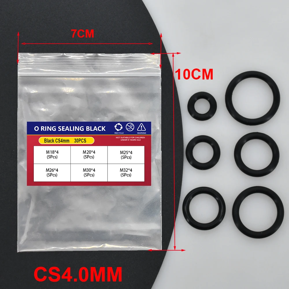 CS1MM-4MM 블랙 NBR O 링 개스킷 고무 도장 링 세트, 수도꼭지 씰링 밸브, 니트릴 고무 고압 방수 와셔