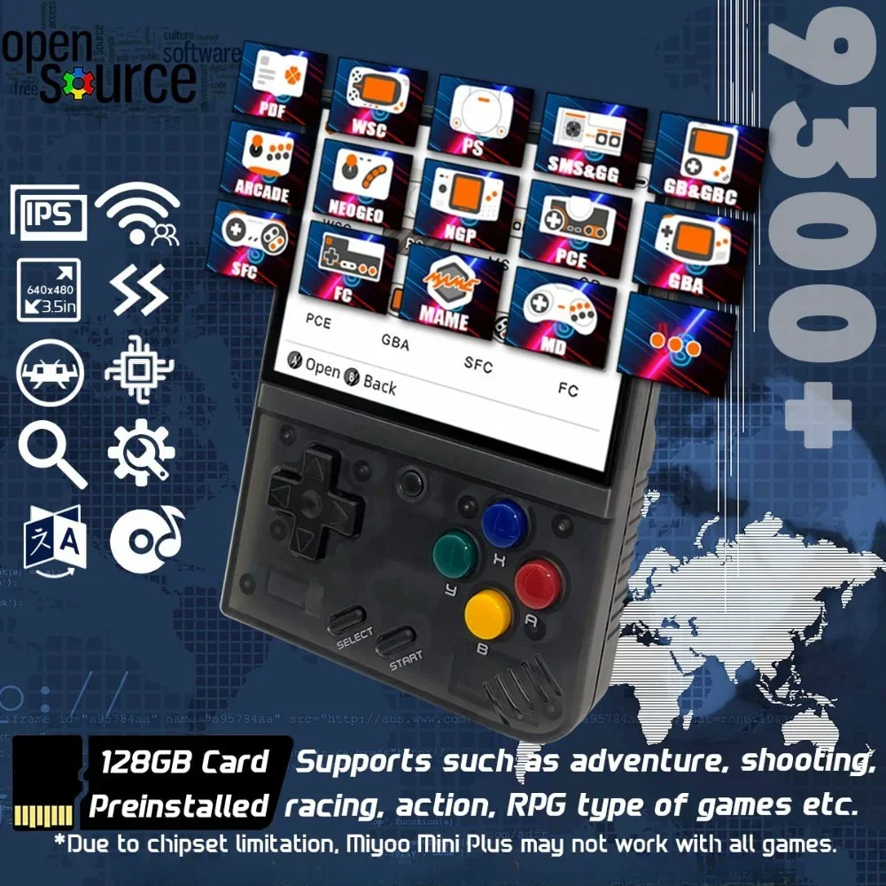 MIYOO Mini Plus Retro Console portatile per videogiochi classici con sistema Linux e schermo IPS da 3,5 pollici, ideale come regalo per bambini._voghion.com