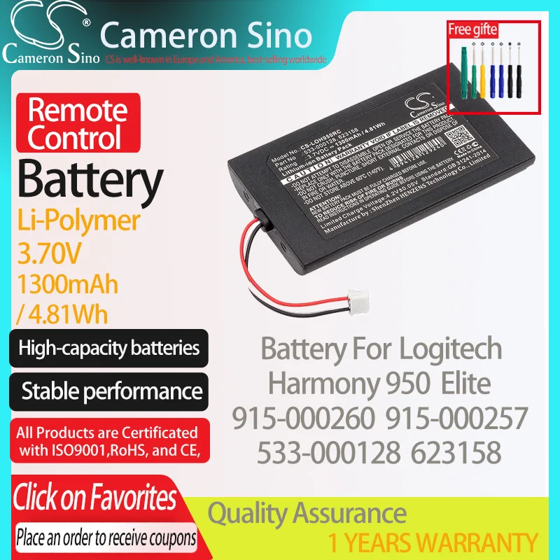 Batteria Cameronsino Per Logitech Harmony 950 915-000260 Elite 915-000257 Per Batteria Telecomando Logitech 533-000128 623158