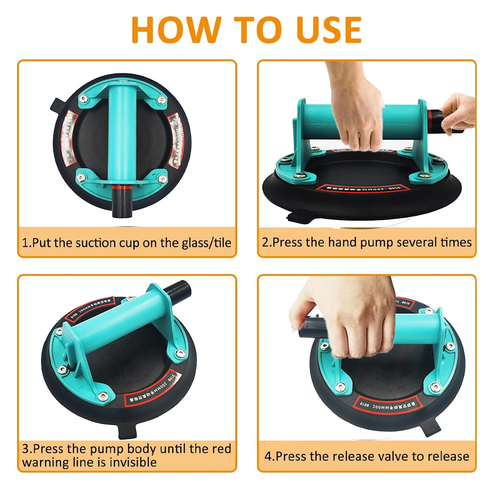 Heavy-duty suckers with handle 8 " for lifting large glass tile marble industrial vacuum suckers