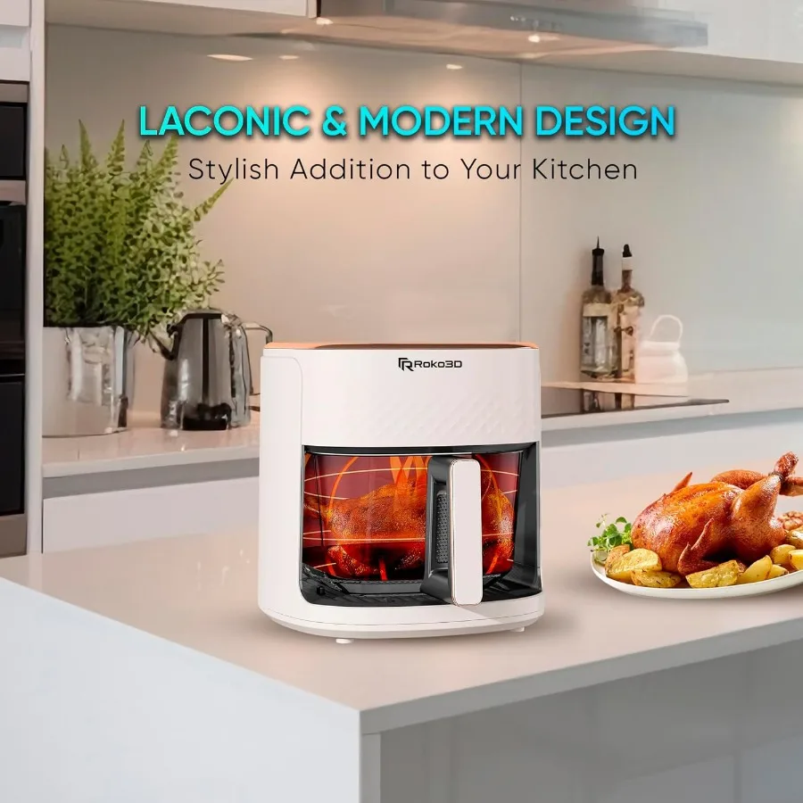 Glass Air Fryer 4.5 Quart NonToxic Basket for OilFree Frying Baking and Roasting in Home Kitchens LED Touch Panel Control with 6 küchexyz.de description