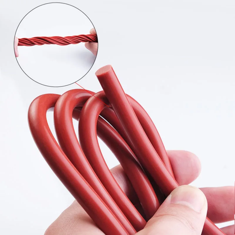 Red Round Solid Silicone Cord Silicone Rubber Rod Bar Rubber Gasket Trim Seal Strips O Ring High Temperature Waterproof