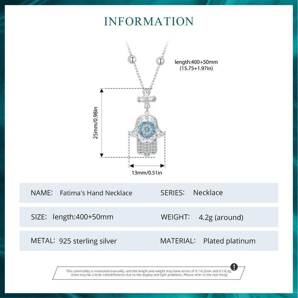 Silver Fatima's Hand Necklace