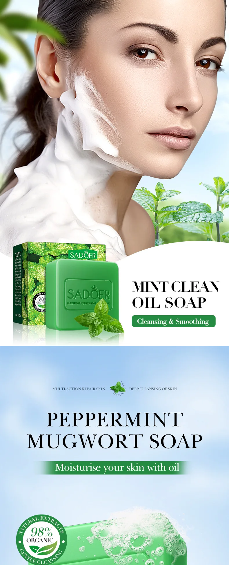 Description Picture 2 of itemLavender Turmeric Mint Essential Oil Handmade Soap Whitening Cream Dead Skin Removal Exfoliating Body Scrub Cleansing ShowerSoap