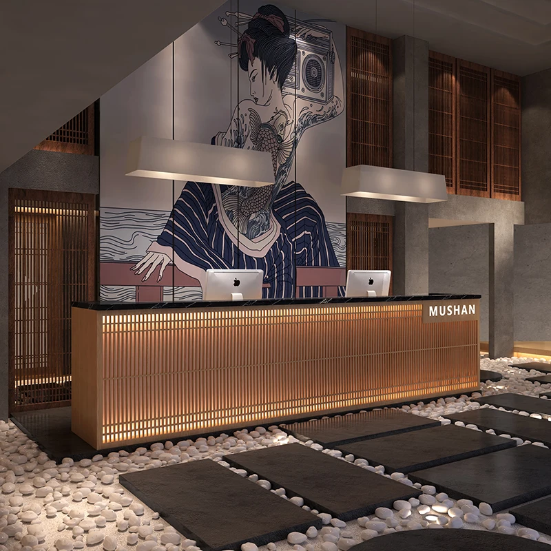 Superior Hotel Japanese Reception Desks France Fashion Design Company Lobby Counter Storage Office Furniture Mottakestol FYRD