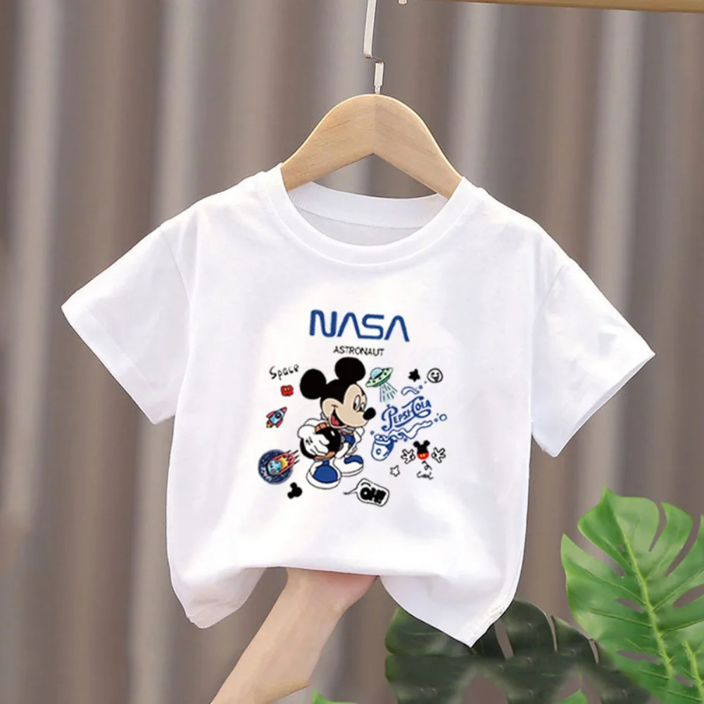 Children's T-shirt cotton short sleeve boys and girls summer cartoon fashion white base shirt baby style half sleeve image
