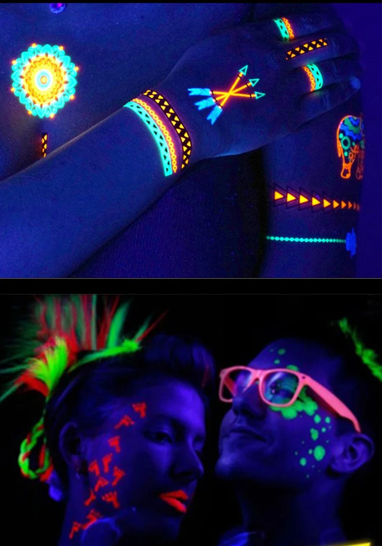 10ml UV Glow Blacklight Face and Body Paints 24 tubes/Box Neon/glowing Paint in the Dark Black Light Paint 5