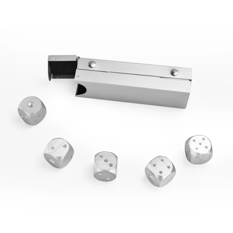 5pcs Aluminum Whisky Dice Stones Ice Cubes Bucket Reusable Chilling for Whiskey Wine Keep Your Drink Cold Longer