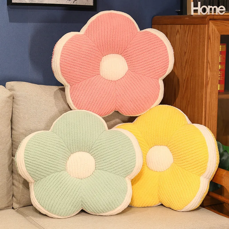 50cm Fluffly Realistic Color Five Petal Flower Plush Toy Cute Stuffed Plant Soft Sofa Cushion BedRoom Pillow Foot Mat Home Decor ins 45cm kawaii halloween pumpkin plush toy fluffly colorful pillow soft stuffed plant cute children doll sofa cushion girl gift