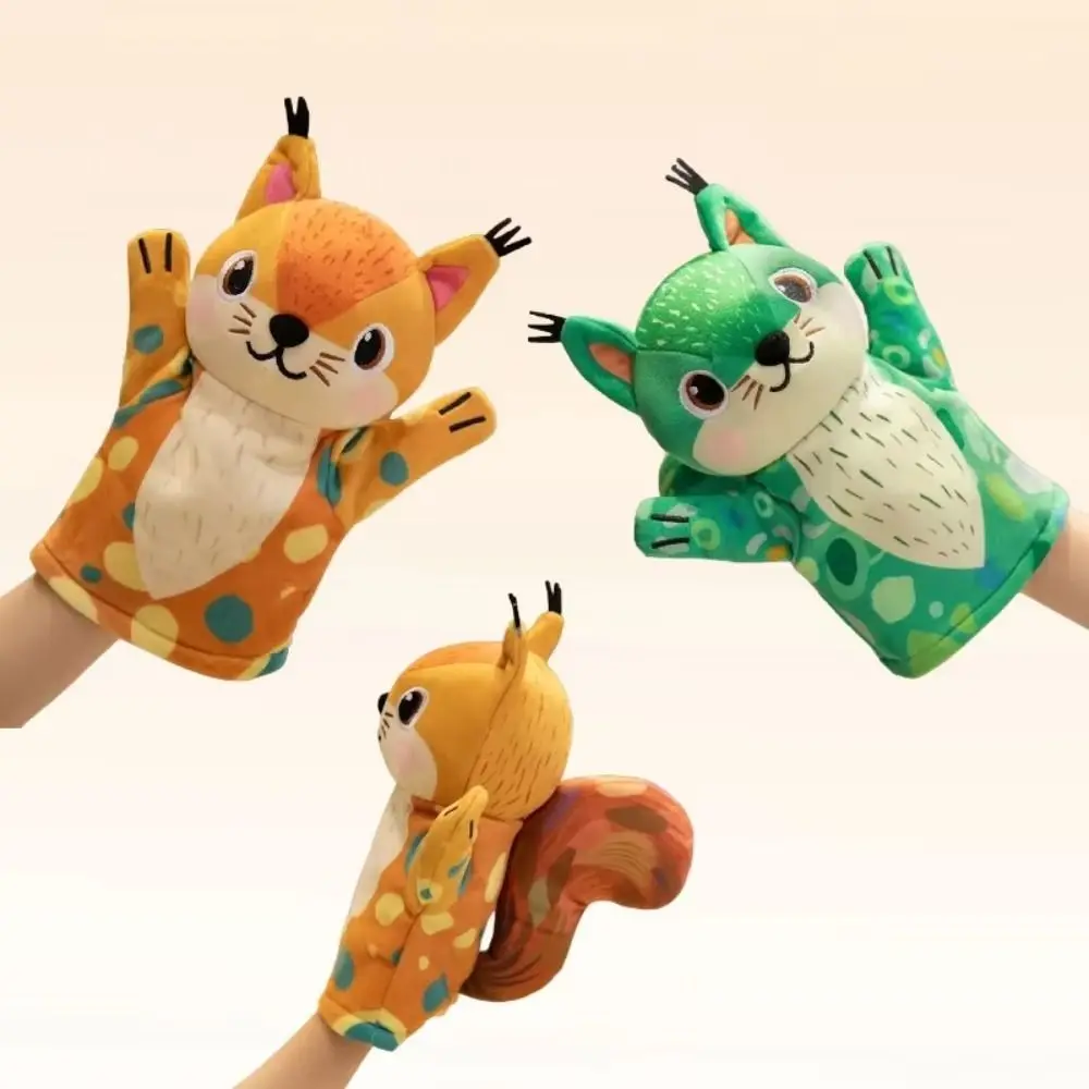 Squirrel Animal Hand Puppet Storytelling Movable Mouth Stuffed Squirrel Toys Early Education Simulation
