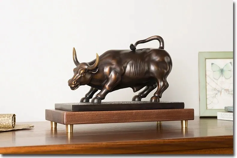 

High grade Good luck Mascot Bronze carving art Home company bring wealth Stock market bull Career Success bull statue