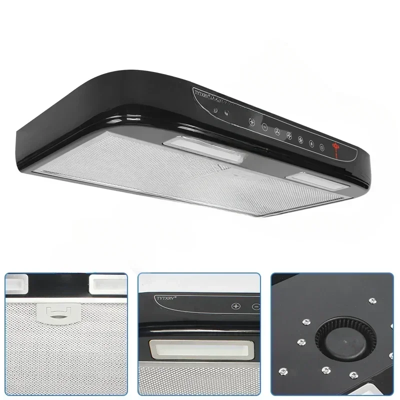 FreeShip 12V Car Kitchen Range Hood Stainless Steel With LED Removable For Cleaning Caravan Motorhome Camper Range Hood 3