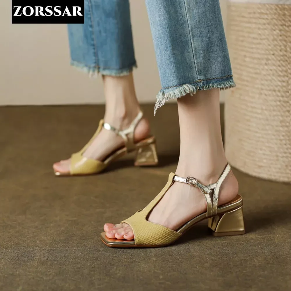 Summer New Hollow Roman Sandals Black Sheepskin main image 1
