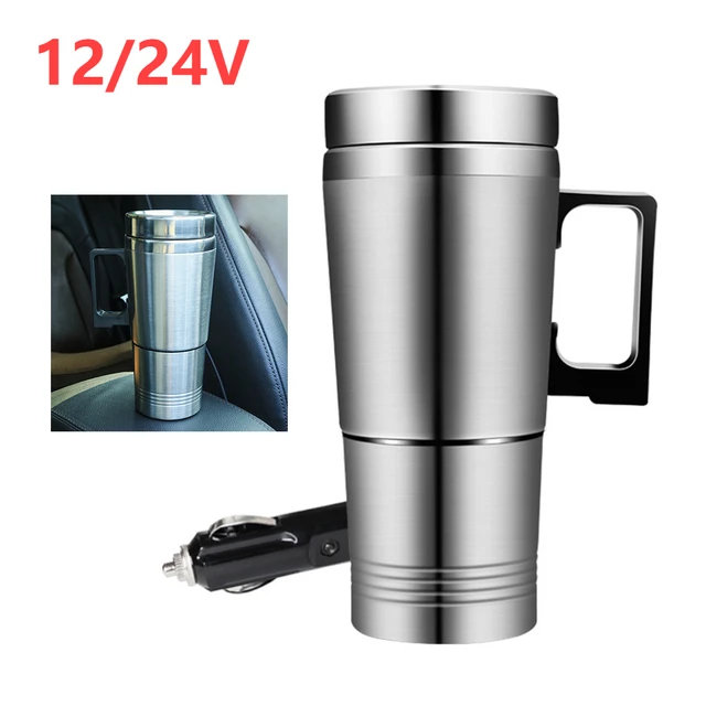 Tasse chauffante pour voiture, en acier inoxydable, 12V, 500ML, pour  véhicule, bouilloire, accessoires - AliExpress