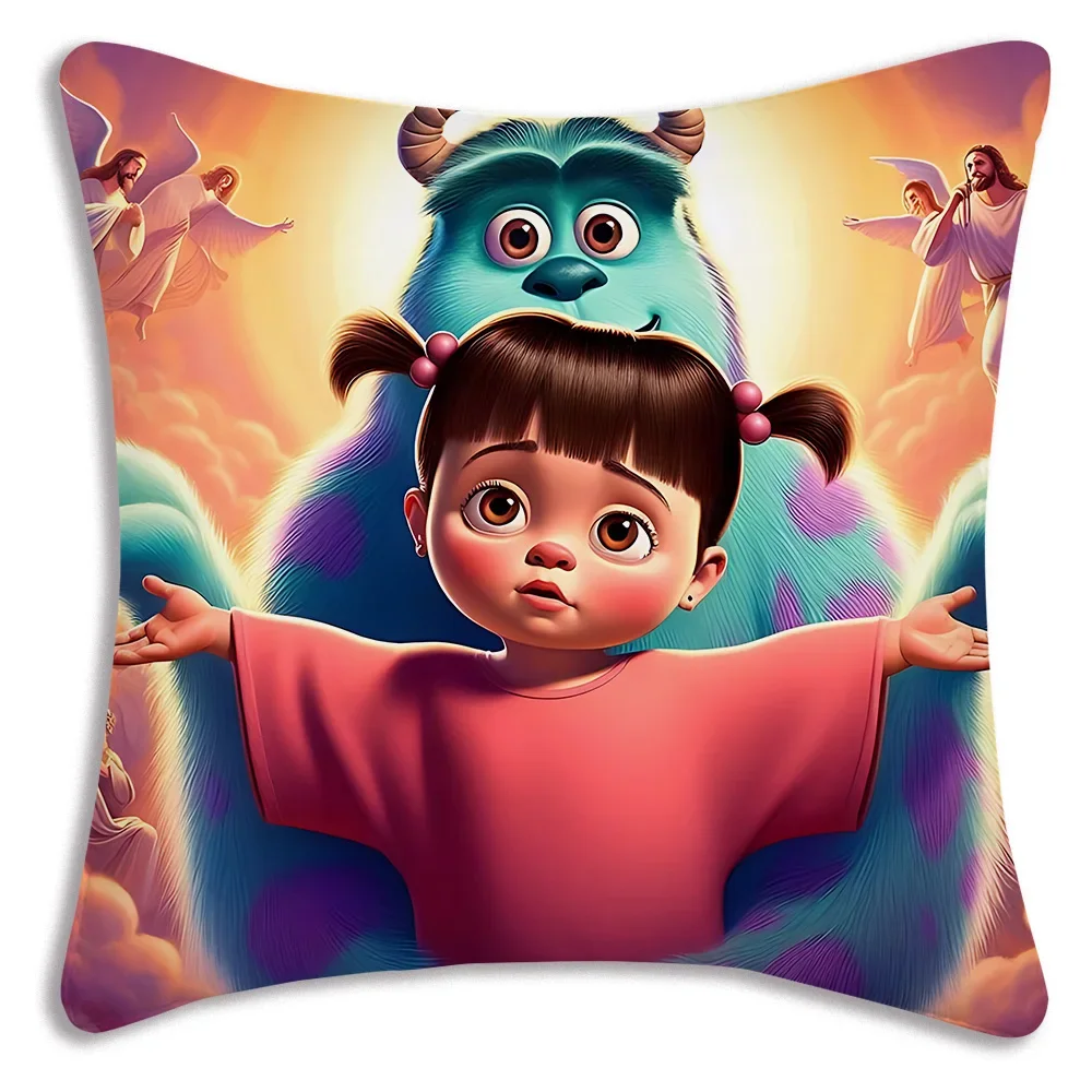 Cartoon Monsters, Inc. Pillow Covers Sofa Decorative Home Double-sided Printing Short Plush Cute Cushion Cover
